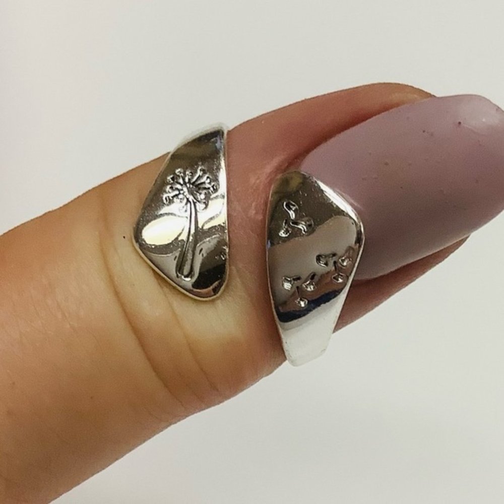 Dandelion Wishes Sterling Silver Adjustable Ring